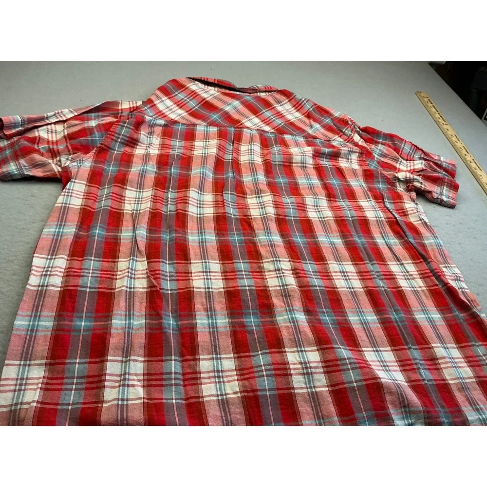 The North Face Shirt Plaid Short Sleeve Button Down Red Blue Mens XXL Hiking